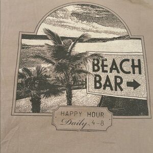 American Eagle Beige T-Shirt with Pocket and Graphic. Large